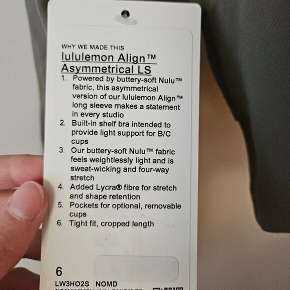 Lululemon Align Asymmetrical Long-Sleeve Shirt NWT Size 6 Nomad - Picture 4 of 5